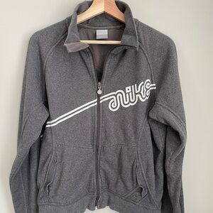 Y2K Nike Gray Fleece Lined Zip Up Sweatshirt Jacket XL(16-18)